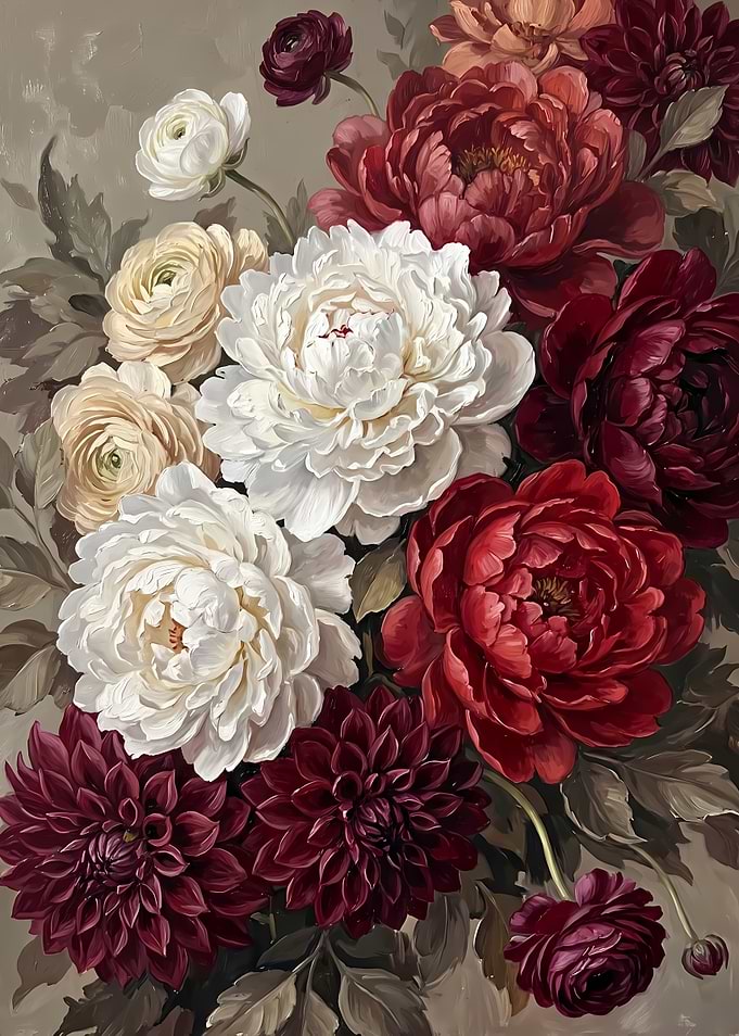 Elegant Floral Bouquet Oil Painting