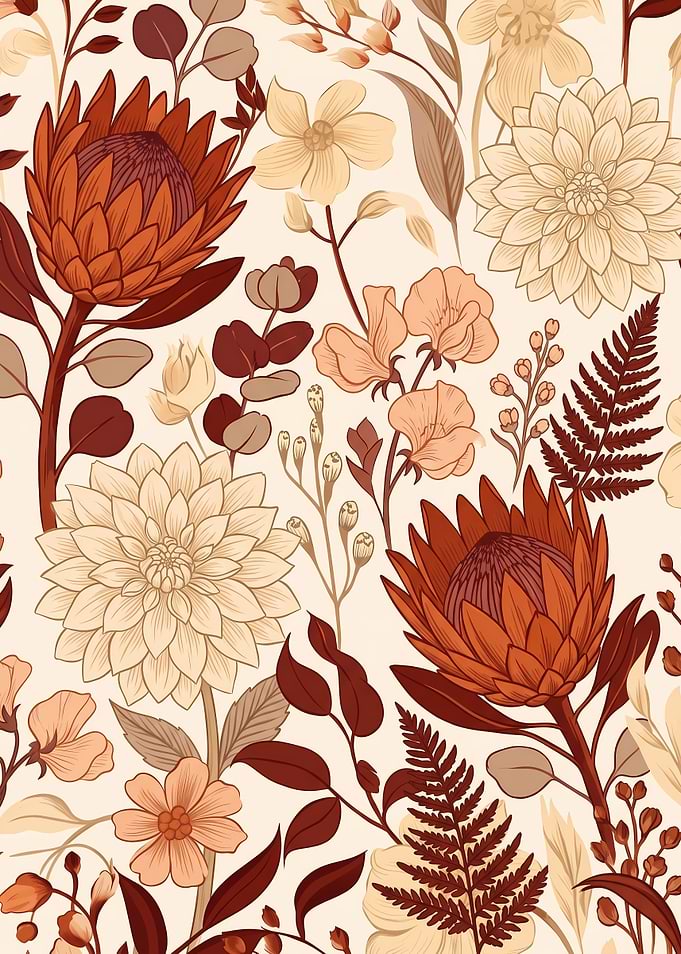 Boho Floral Pattern with Protea