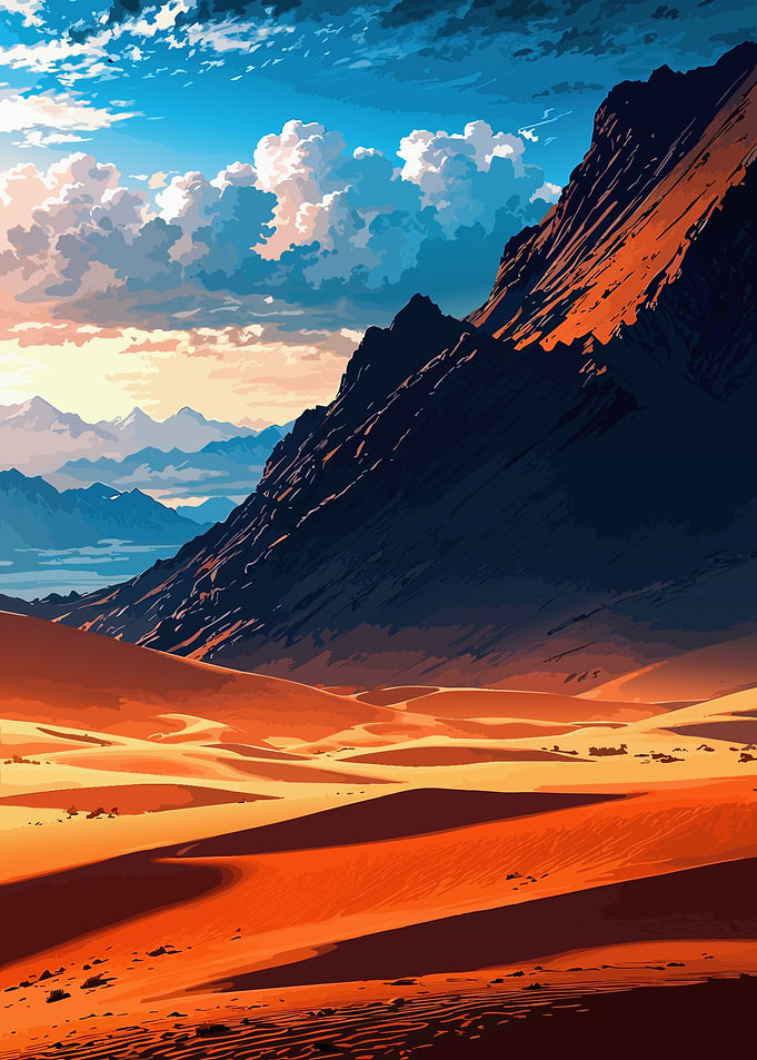 Dramatic Desert Mountain Sunset Landscape