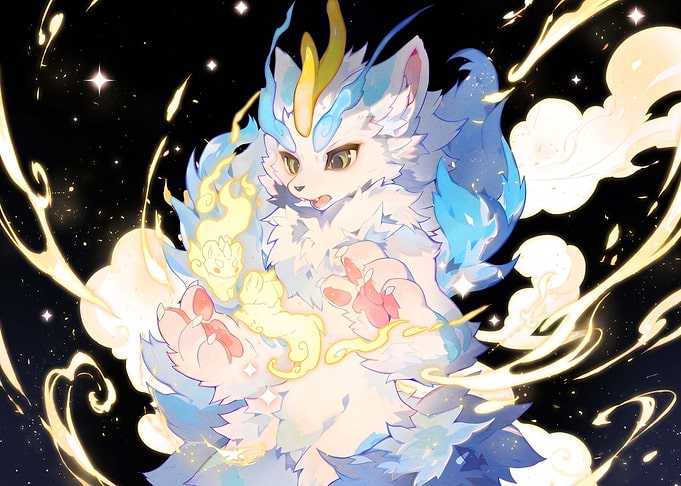 Chibi Fantasy Creature with Magical Aura