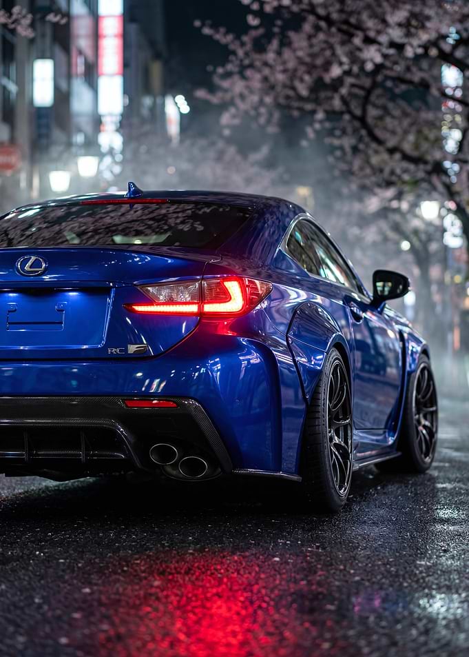 Blue Lexus RCF in Tokyo Night