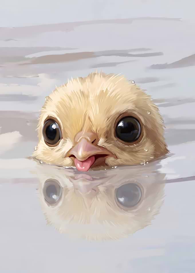 Cute Baby Chick Swimming