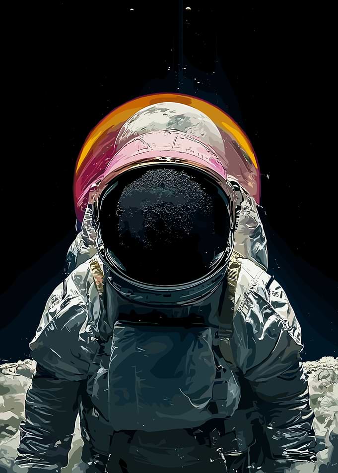Astronaut Standing on Lunar Surface