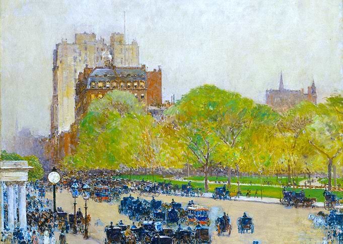 Spring Morning in the Heart of the City New York Painting