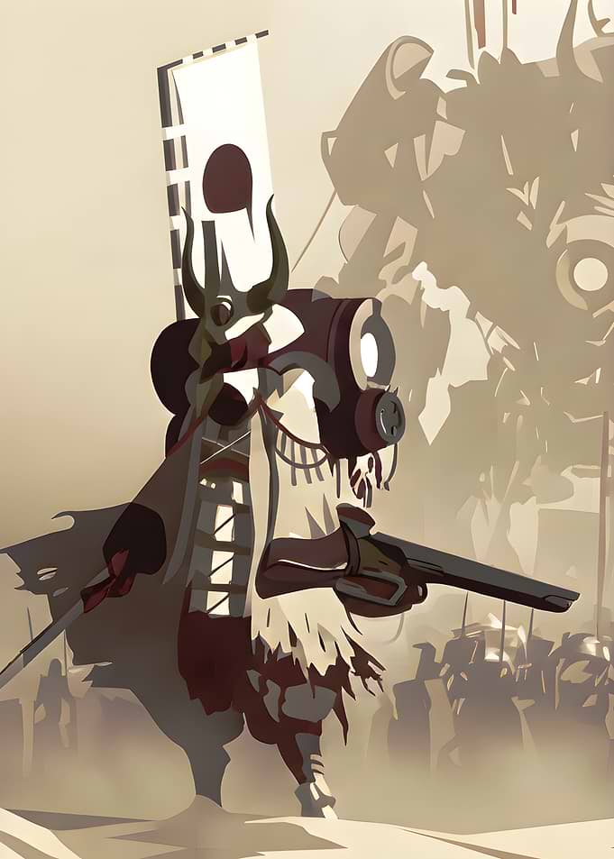 Futuristic Samurai Warrior in Desert
