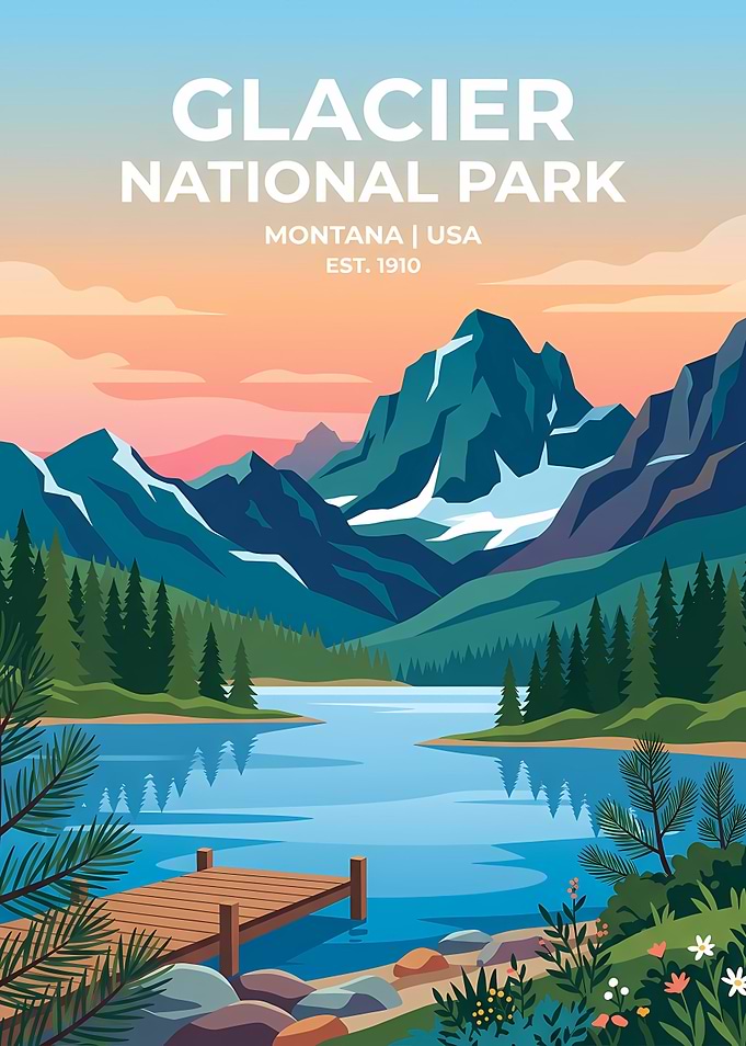 Glacier National Park Travel Poster