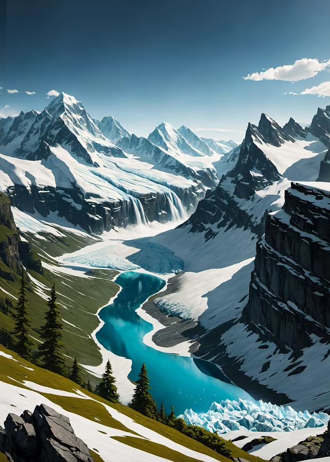 Majestic Alpine Glacier Lake Landscape