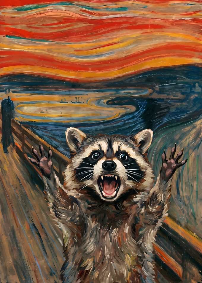 The Scream Raccoon Parody Art