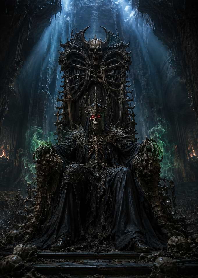 Undead Lich King on Bone Throne