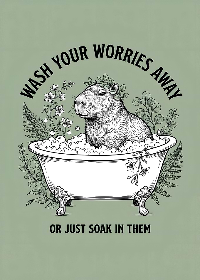 Capybara Relaxing in a Bathtub