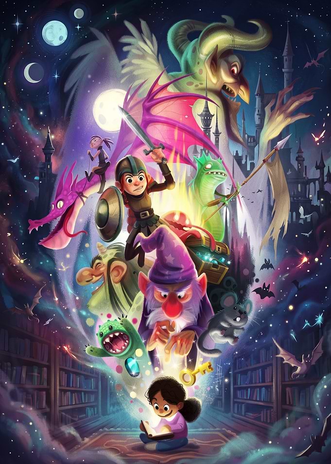Child Reading Magical Fantasy Book