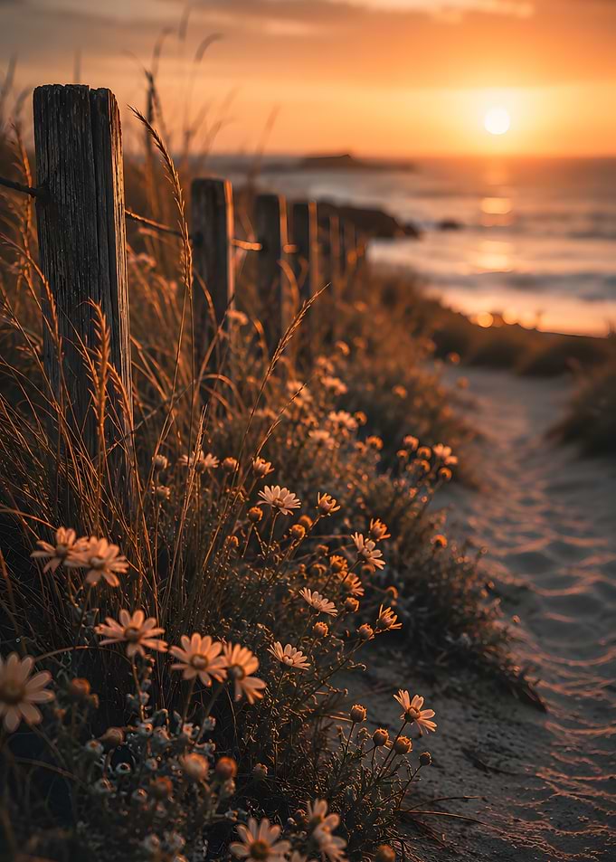 Golden Hour Coastal Wildflowers
