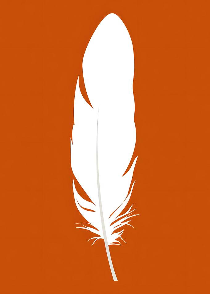 Minimalist White Feather on Orange