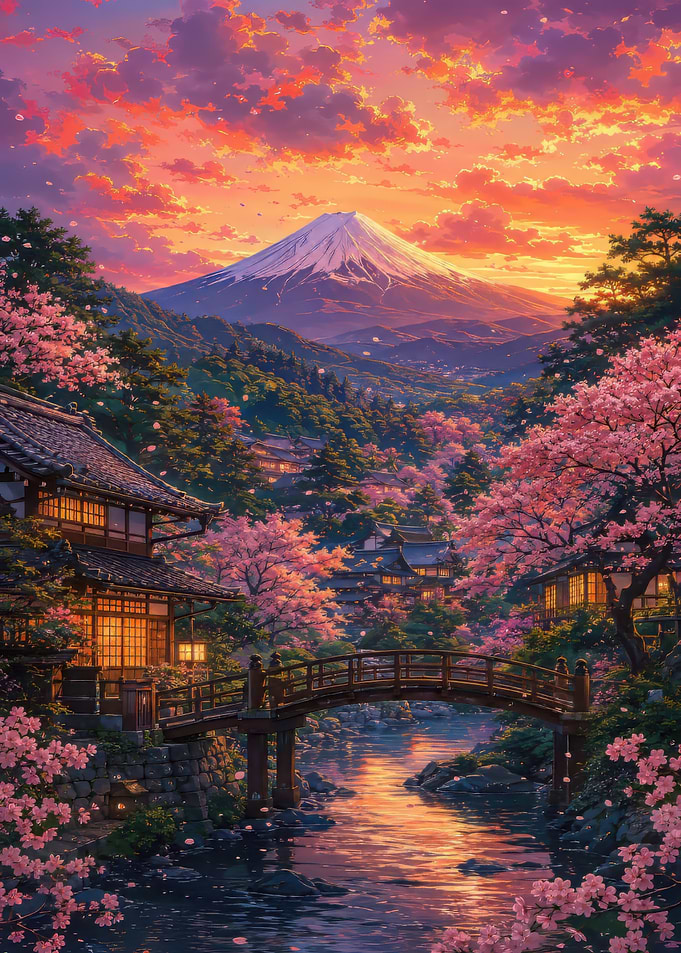 Serene Japanese Sunset Landscape