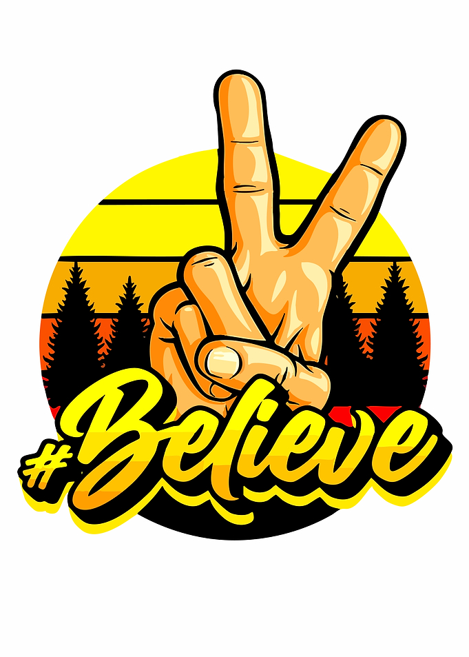 Believe Peace Sign Retro Graphic