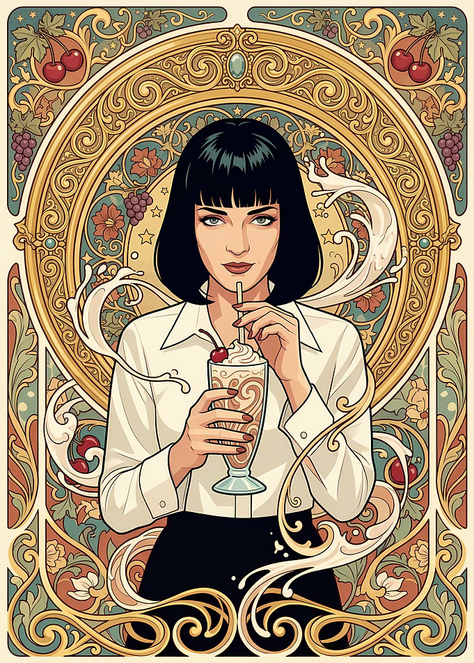 Art Nouveau Mia Wallace Milkshake Poster