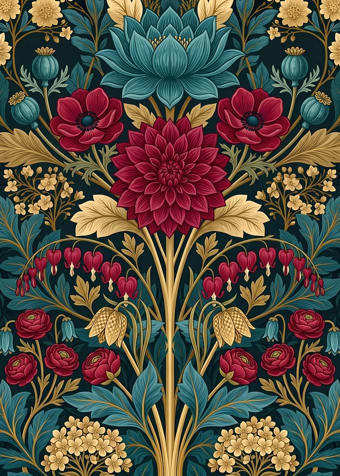 William Morris Style Floral Pattern