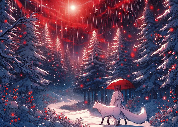 Person with Fox in Snowy Forest