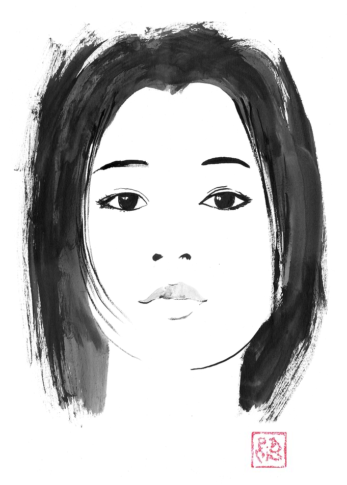 Ink Wash Portrait of a Woman