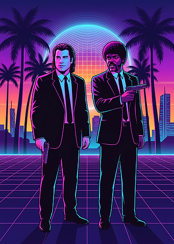 Pulp Fiction Synthwave Retro Art