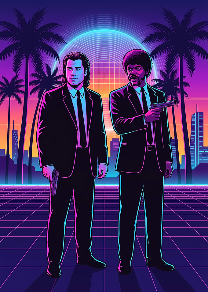 Pulp Fiction Synthwave Retro Art