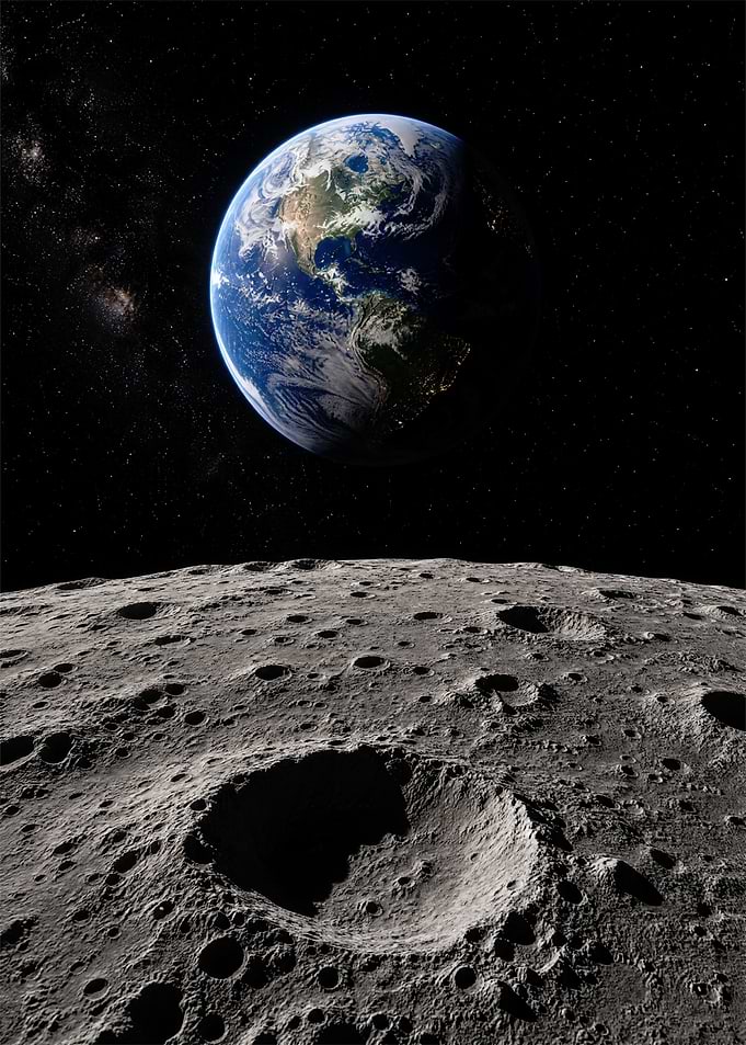 Earth and Moon in Space poster