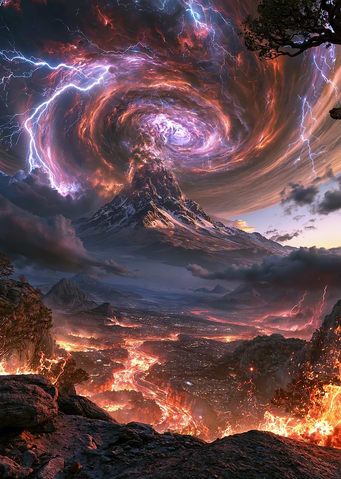 Apocalyptic Volcanic Eruption and Storm