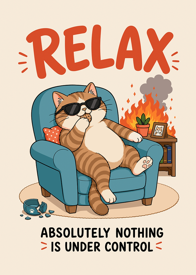 Relax - Funny Cat Cartoon Poster