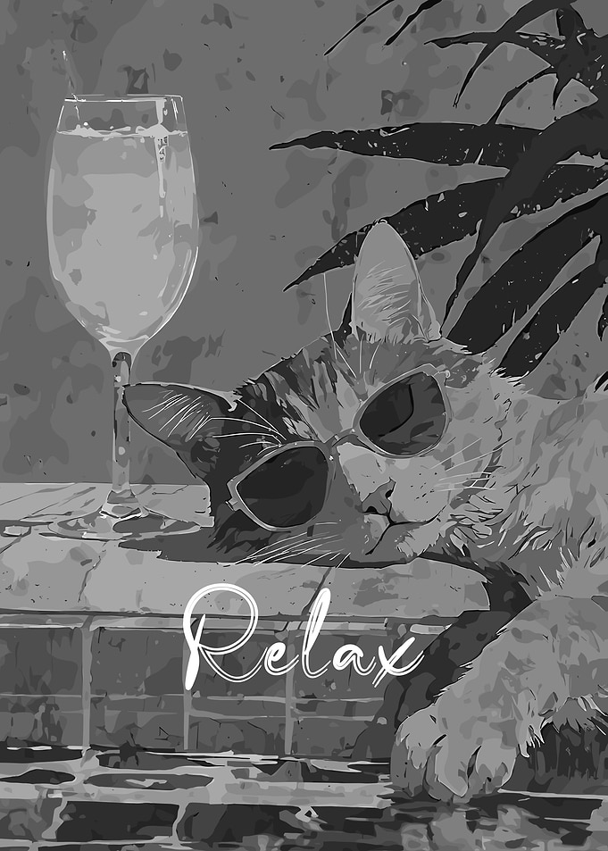 Cool Cat Relaxing by the Pool