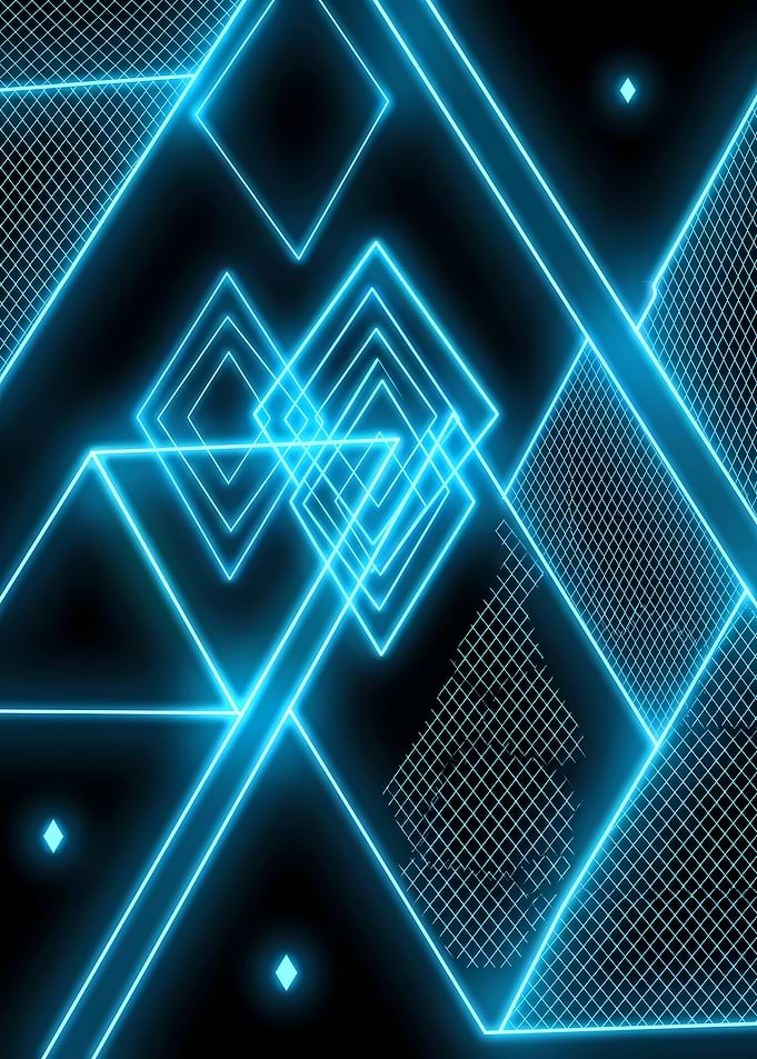 Neon Blue Geometric Abstract Pattern