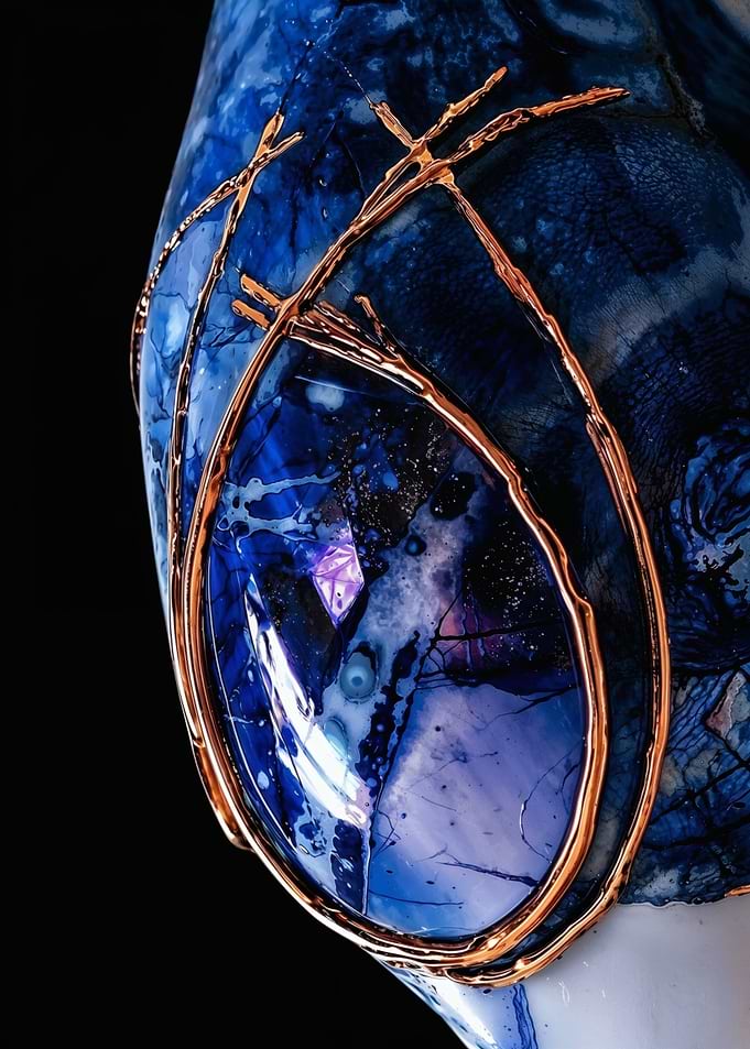 Blue Marble – Copper Abstract Sculpture – Abstract Porcelain #30