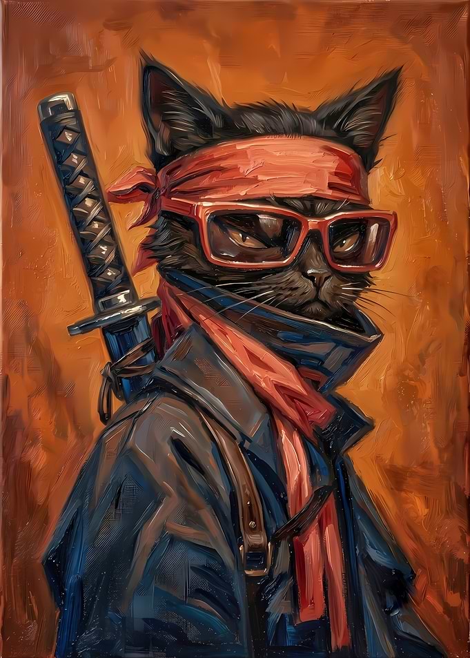 Cool Ninja Cat with Katana