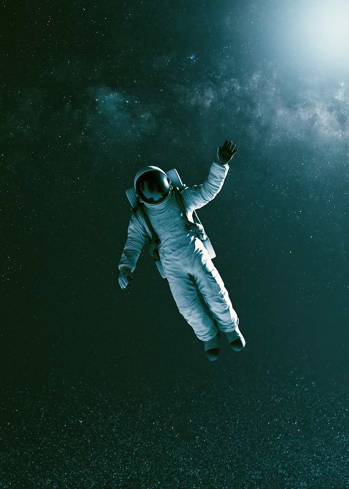Astronaut Floating in Deep Space