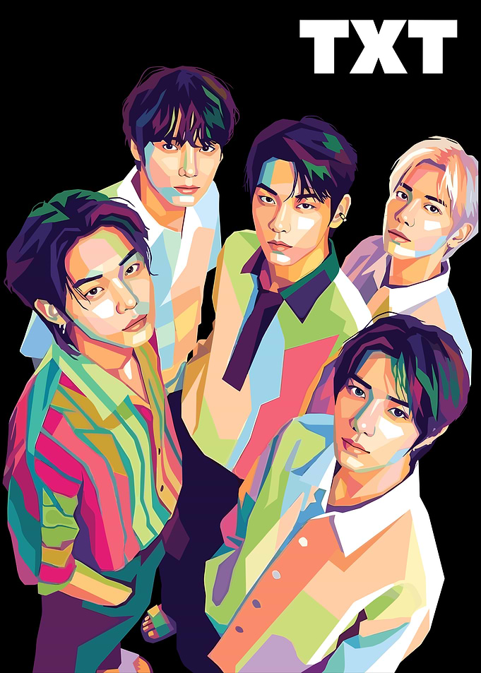 TXT K-pop Group Pop Art Portrait