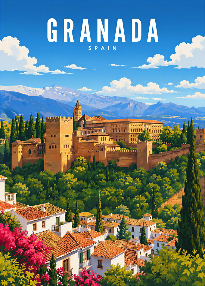 Granada Spain Travel Poster