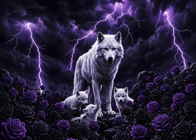 White Wolves in Purple Storm