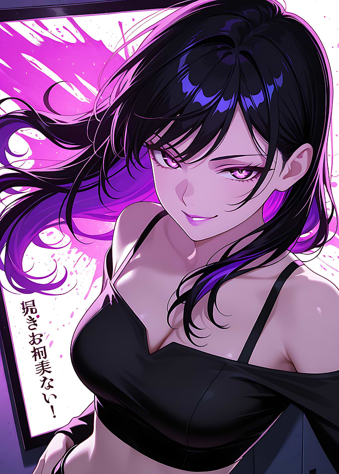 Anime Girl with Purple Accents