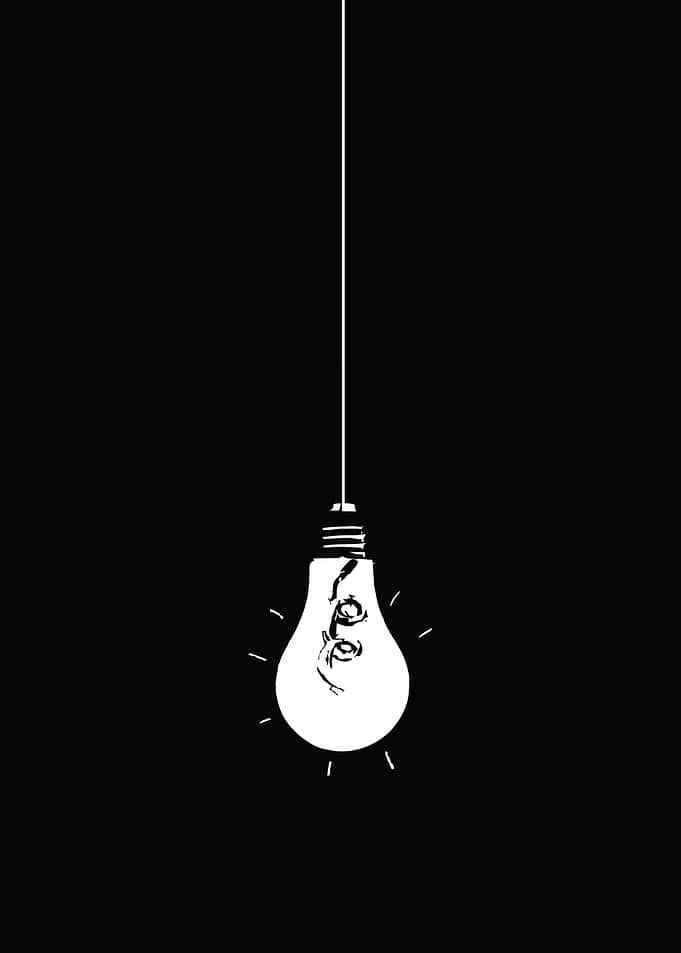 Minimalist Hanging Light Bulb Illustration