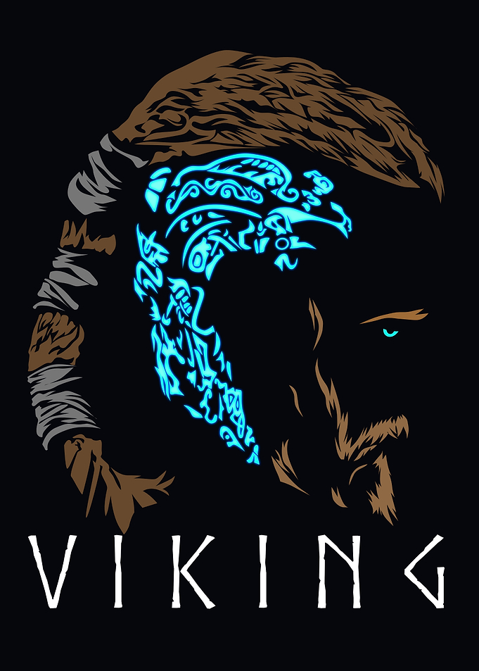 Viking Warrior Glowing Tattoo Portrait