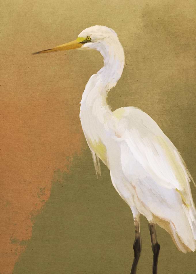 Elegant White Egret Painting