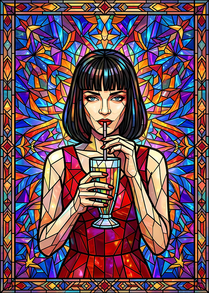 Mia Wallace Stained Glass Portrait