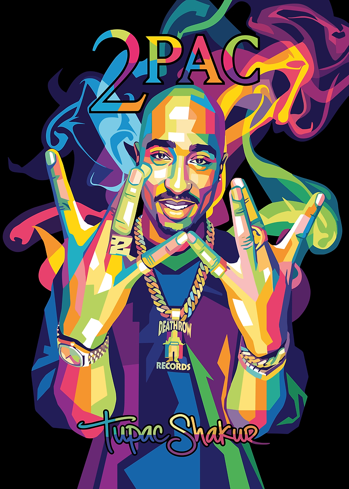 Colorful Pop Art Tupac Shakur Portrait