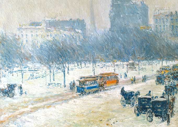 Winter in Union Square New York Painting