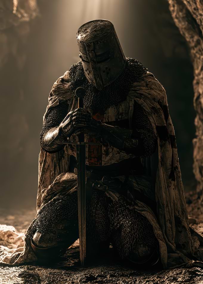 Kneeling Crusader Knight in Prayer