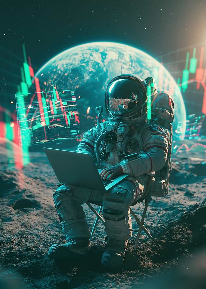 Astronaut Trading Stocks on the Moon