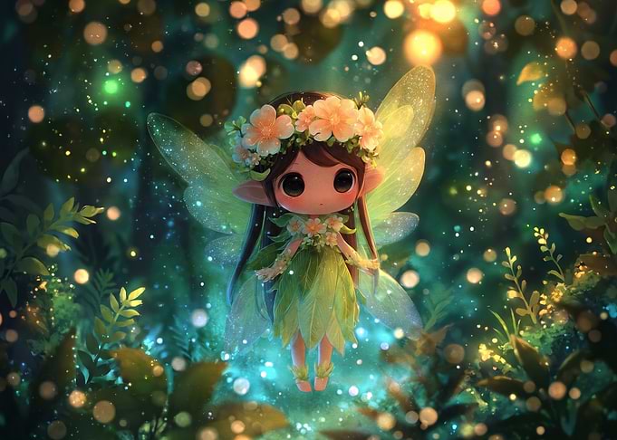 Cute Chibi Fairy in Enchanted Forest