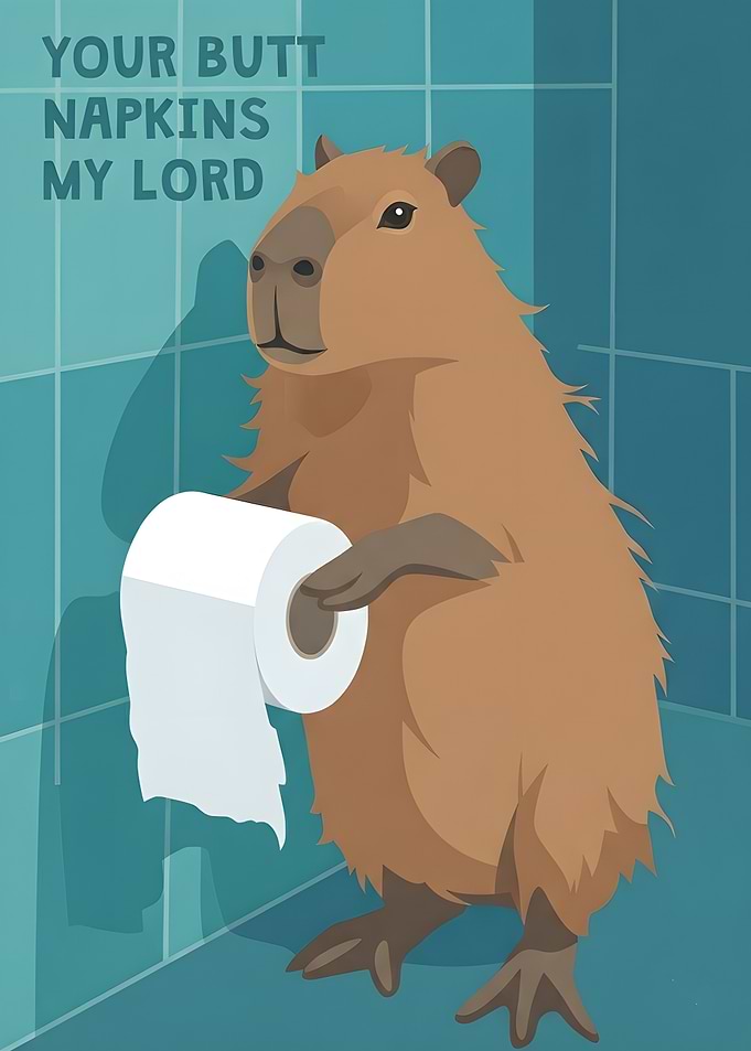 Funny Capybara Toilet Paper Poster