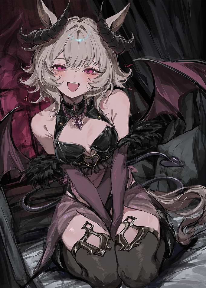 Smiling Succubus Anime Girl Illustration