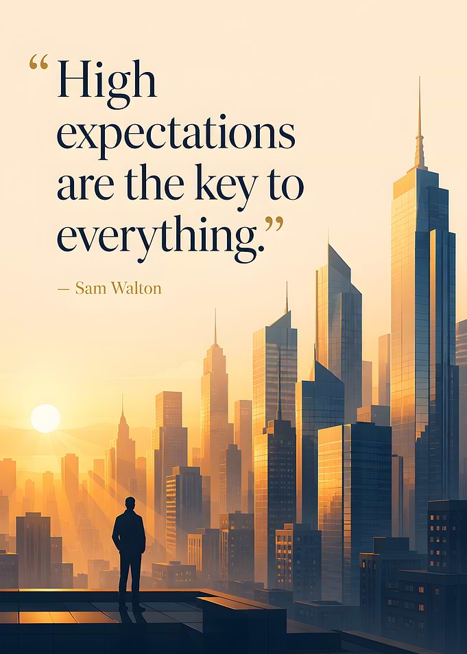Sam Walton Inspirational Cityscape Quote Poster
