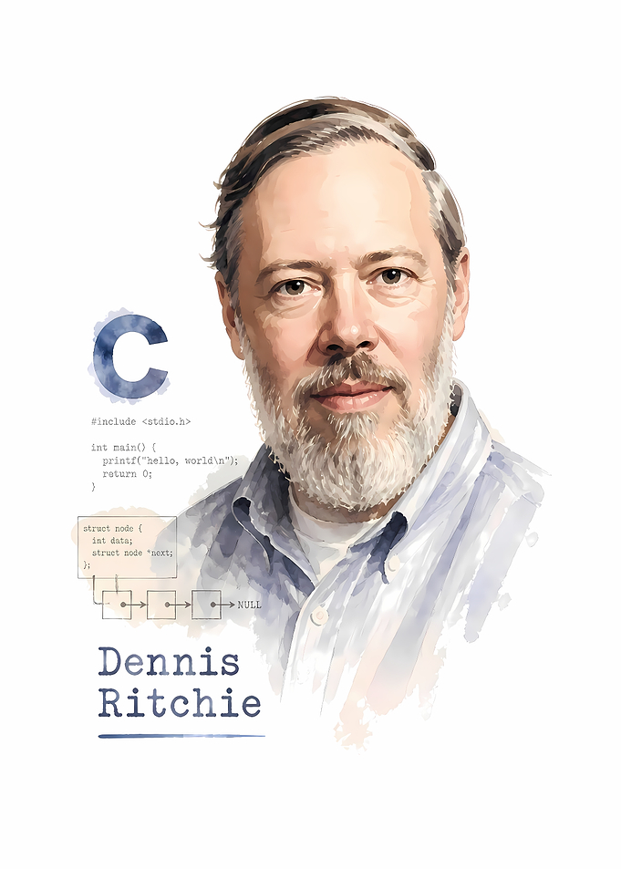 Dennis Ritchie C Programming Portrait